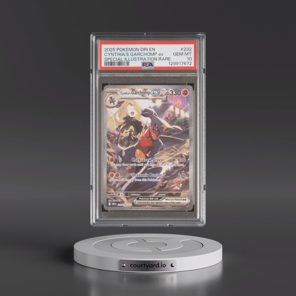 2025 Pokémon Dri EN-Destined Rivals #232 Cynthia's Garchomp EX - Holo Special Illustration Rare (PSA 10 GEM MINT)