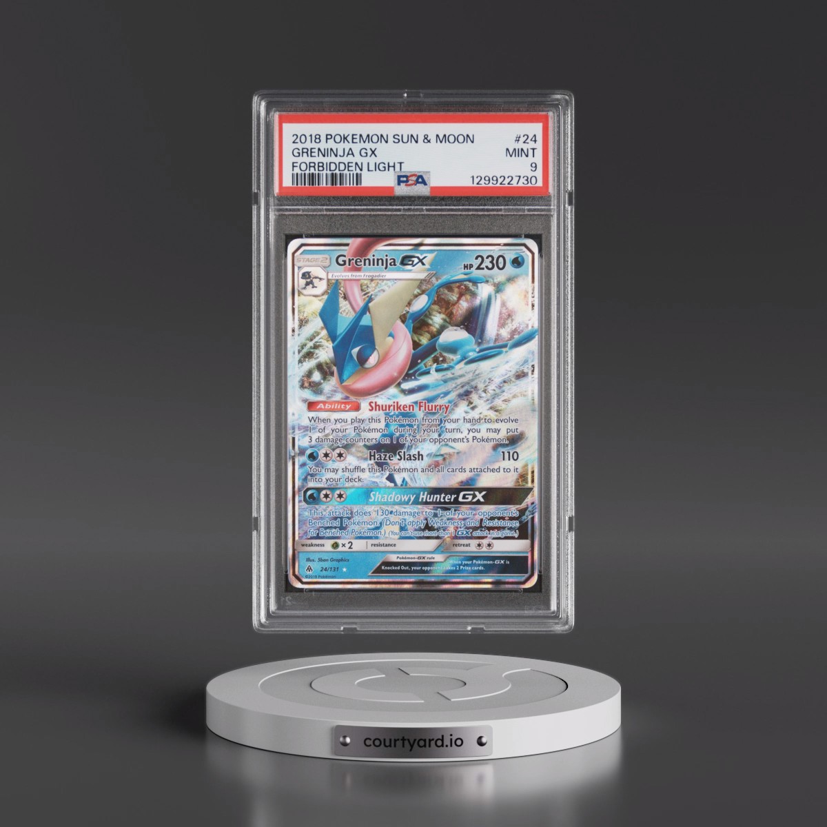 2018 Pokémon Sun & Moon Forbidden Light #24 Greninja GX - Holo (PSA 9 MINT)