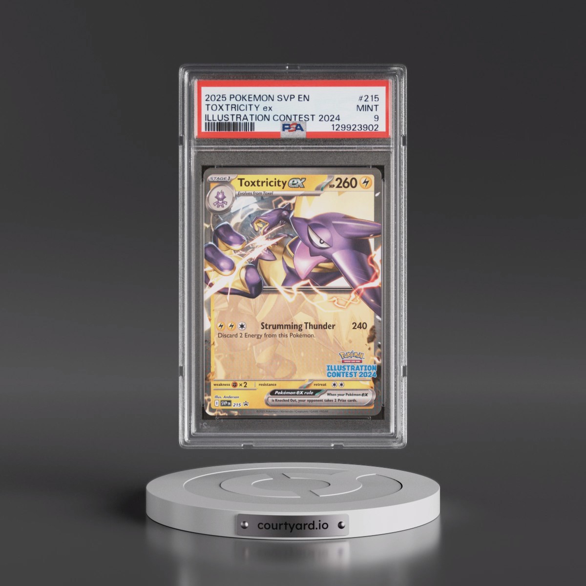 2025 Pokémon Svp EN-SV Black Star Promo #215 Toxtricity EX - Holo Illustration Contest 2024 (PSA 9 MINT)