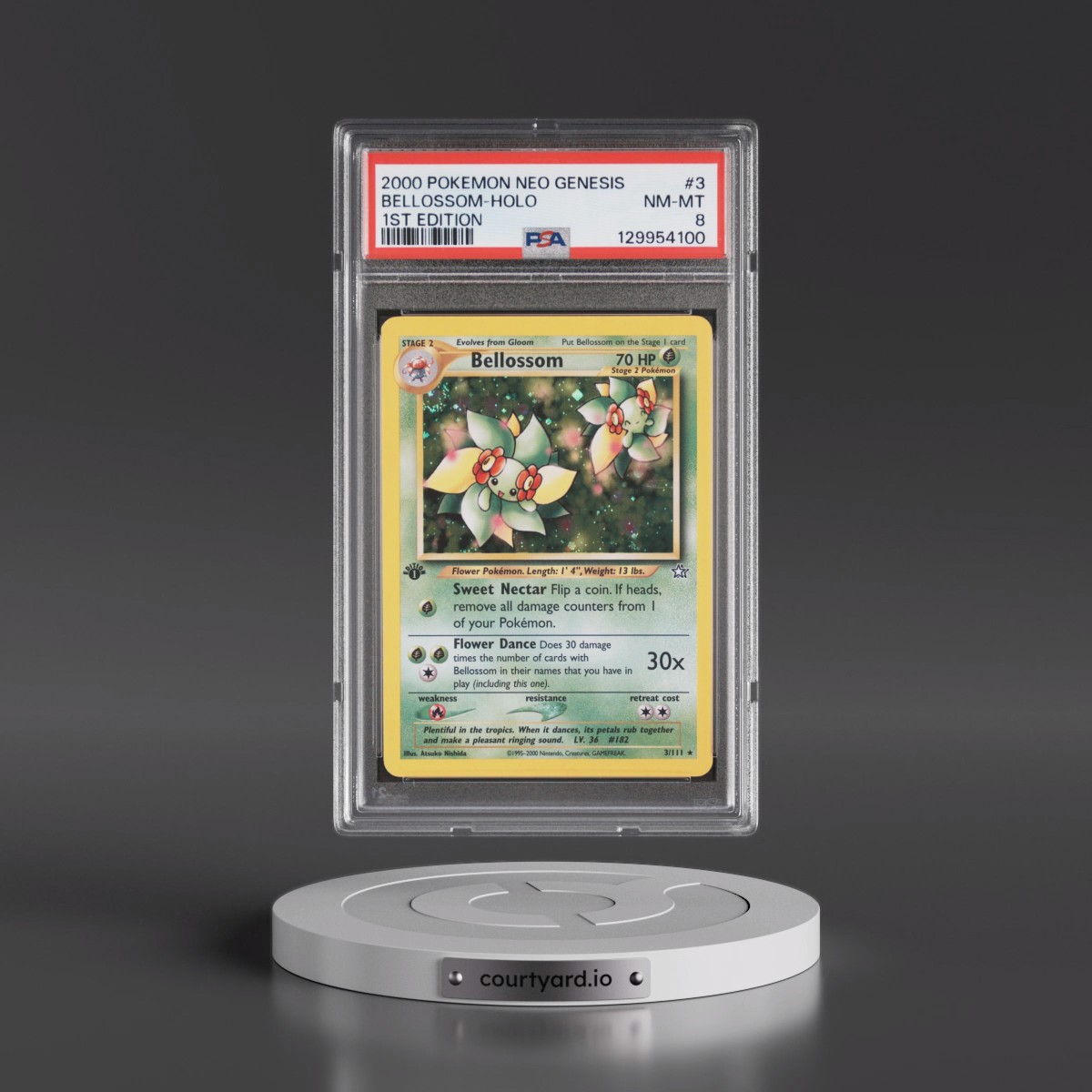 2000 Pokémon Neo Genesis #3 Bellossom - 1st Edition Holo (PSA 8 NM-MT)