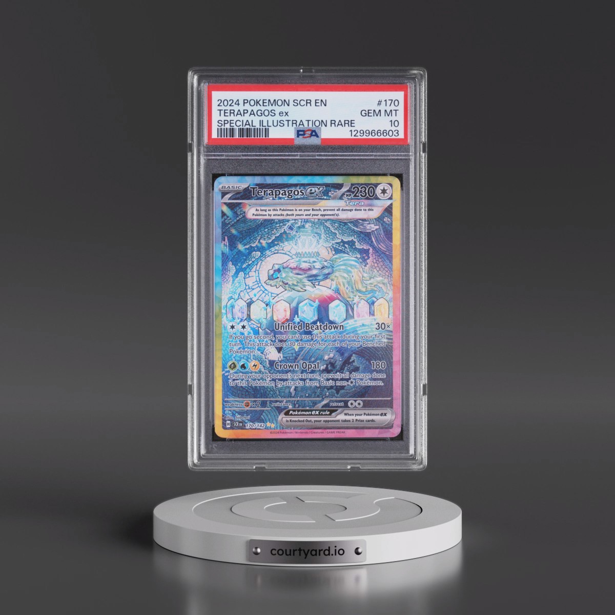 2024 Pokémon Scr EN-Stellar Crown #170 Terapagos EX - Holo Special Illustration Rare (PSA 10 GEM MINT)
