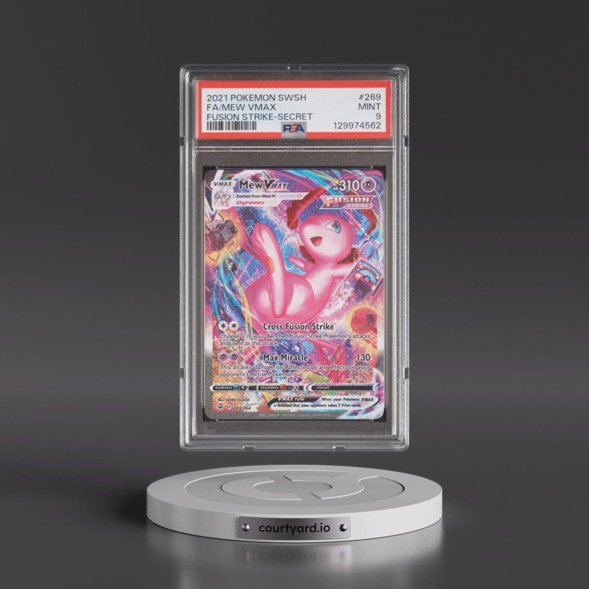 2021 Pokémon Sword & Shield Fusion Strike #269 Mew Vmax - Full Art Secret (PSA 9 MINT)
