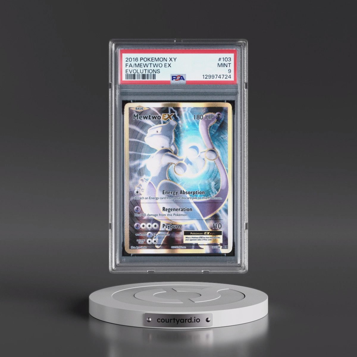 2016 Pokémon XY Evolutions #103 Mewtwo EX - Holo Full Art (PSA 9 MINT)