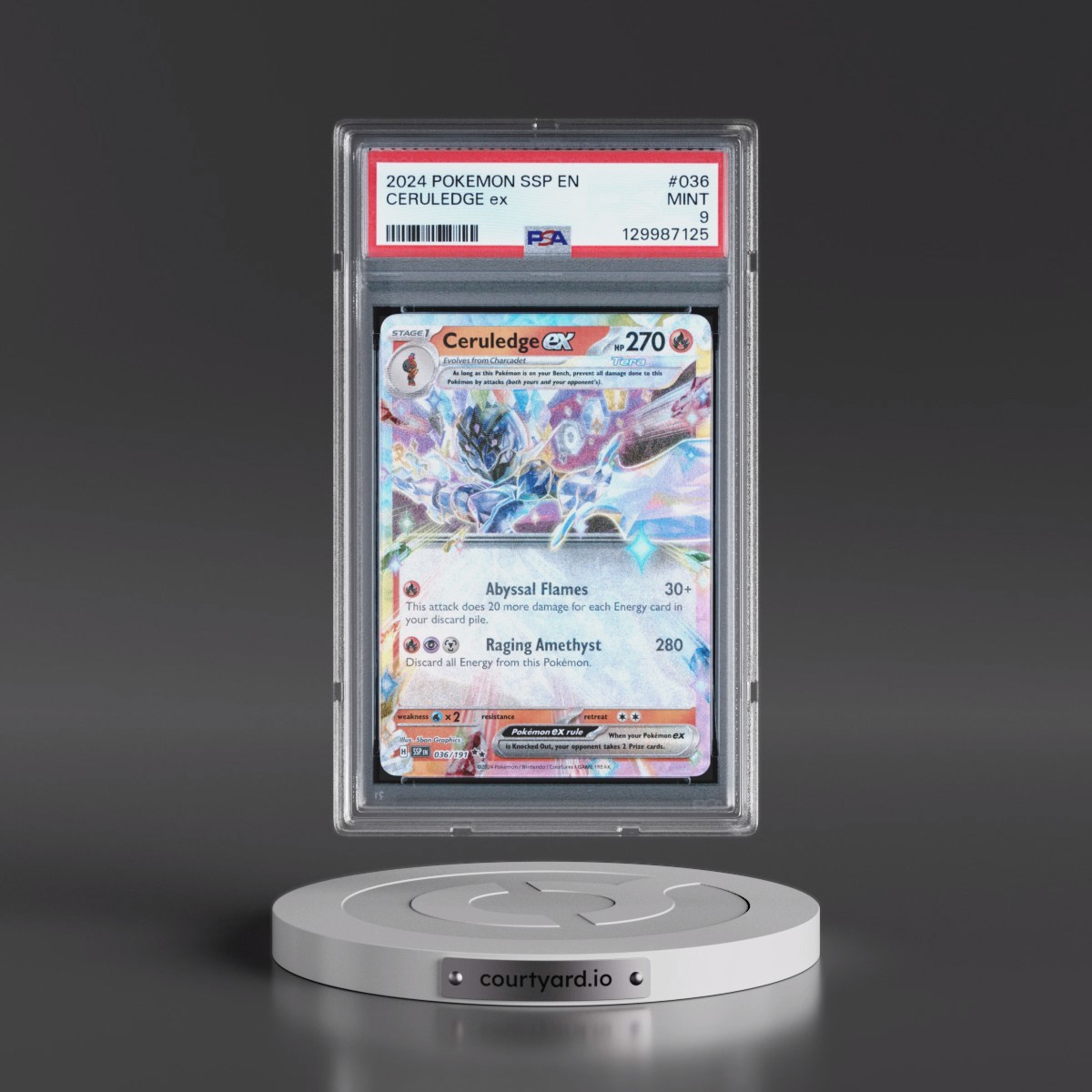 2024 Pokémon Ssp EN-Surging Sparks #036 Ceruledge EX - Holo (PSA 9 MINT)