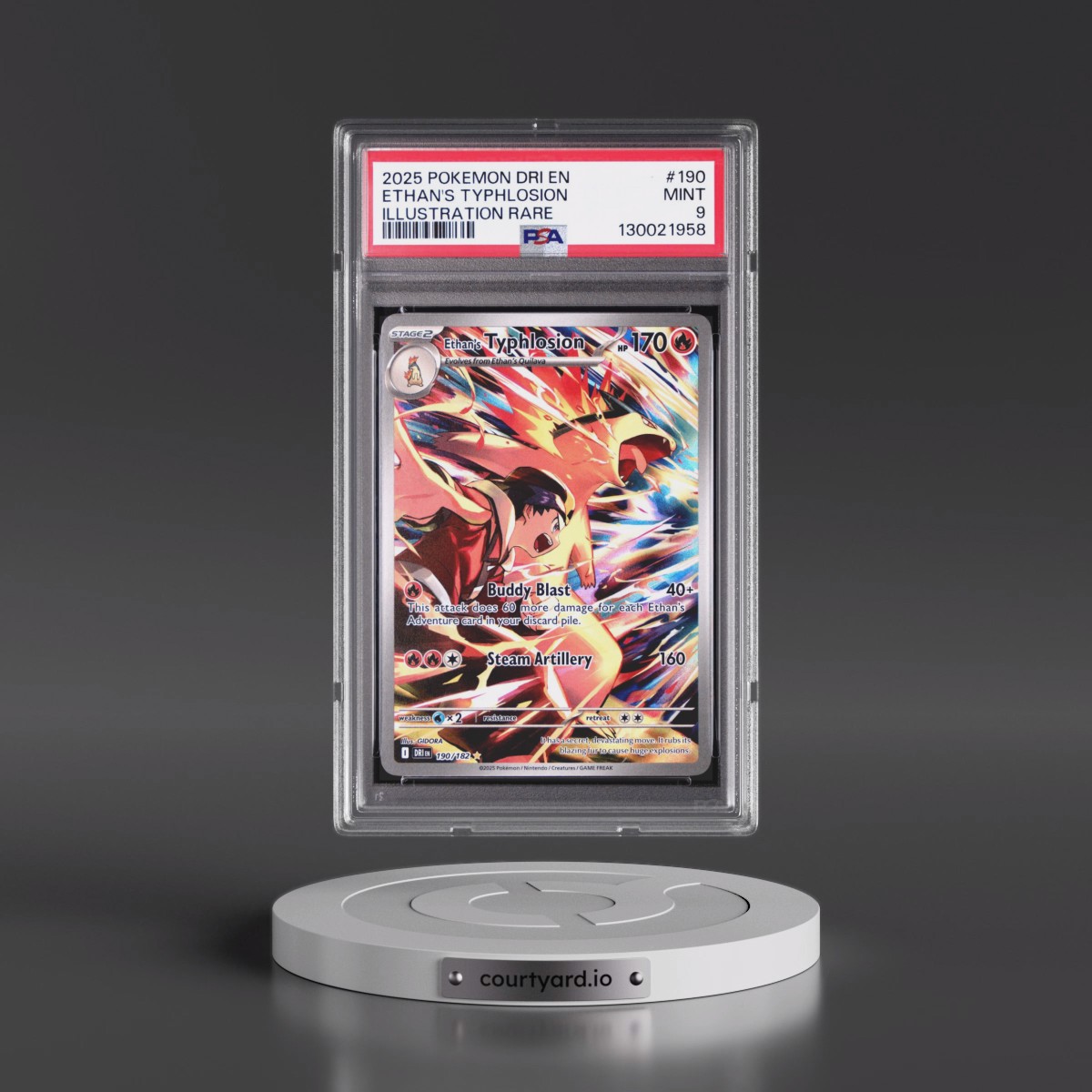 2025 Pokémon Dri EN-Destined Rivals #190 Ethan's Typhlosion - Illustration Rare (PSA 9 MINT)