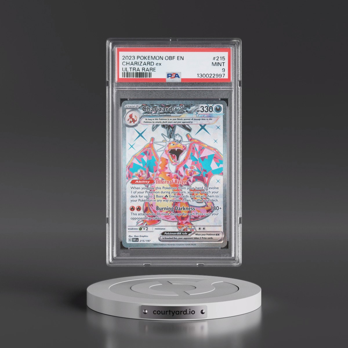 2023 Pokémon Obf EN-Obsidian Flames #215 Charizard EX - Holo Ultra Rare (PSA 9 MINT)