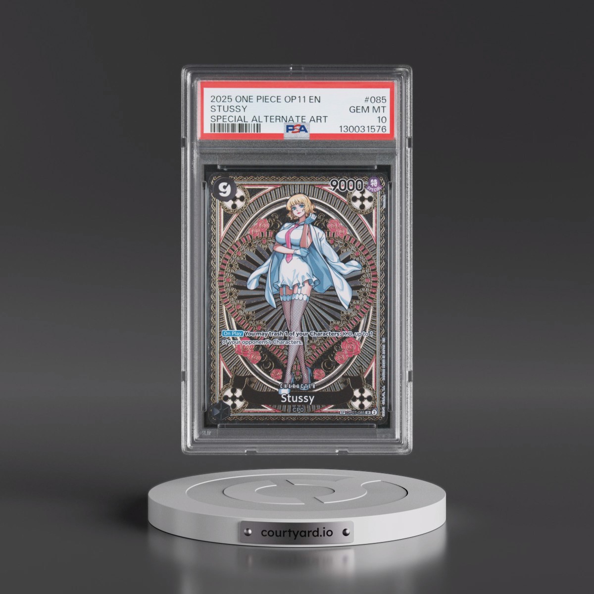 2025 One Piece OP11-A Fist of Divine Speed #085 Stussy - Special Alternate Art (PSA 10 GEM MINT)