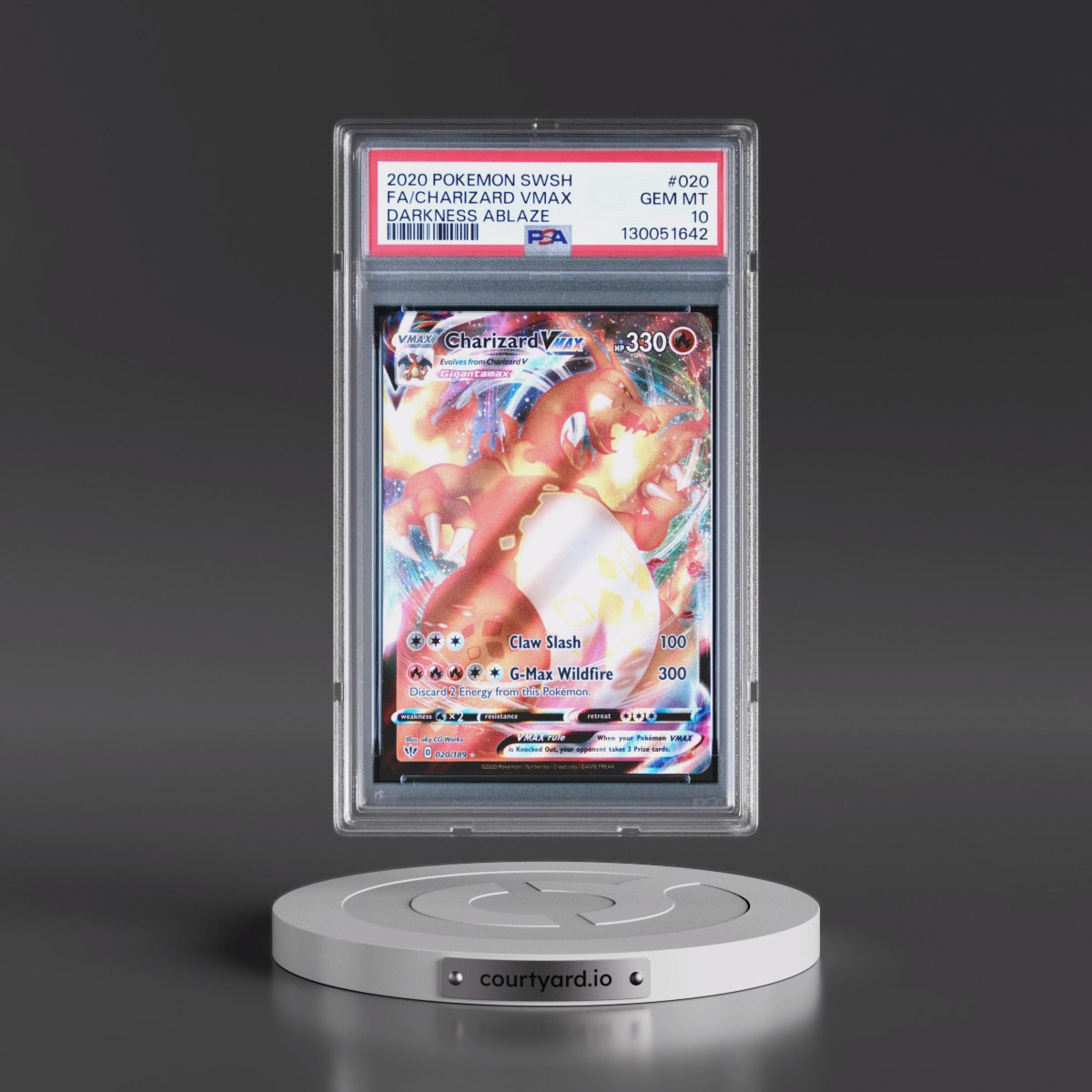 2020 Pokémon Sword & Shield Darkness Ablaze #020 Charizard Vmax - Full Art (PSA 10 GEM MINT)