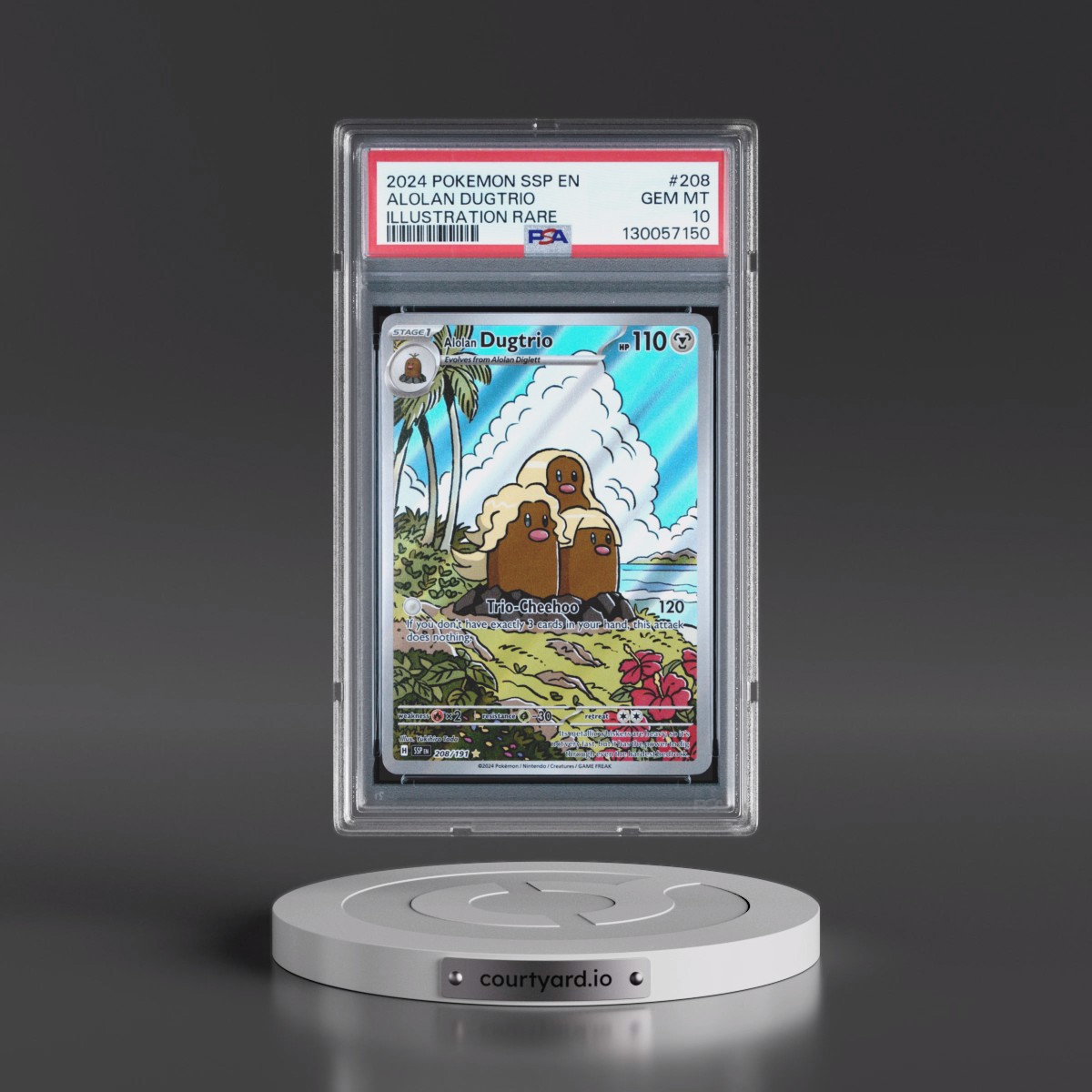 2024 Pokémon Ssp EN-Surging Sparks #208 Alolan Dugtrio - Illustration Rare (PSA 10 GEM MINT)