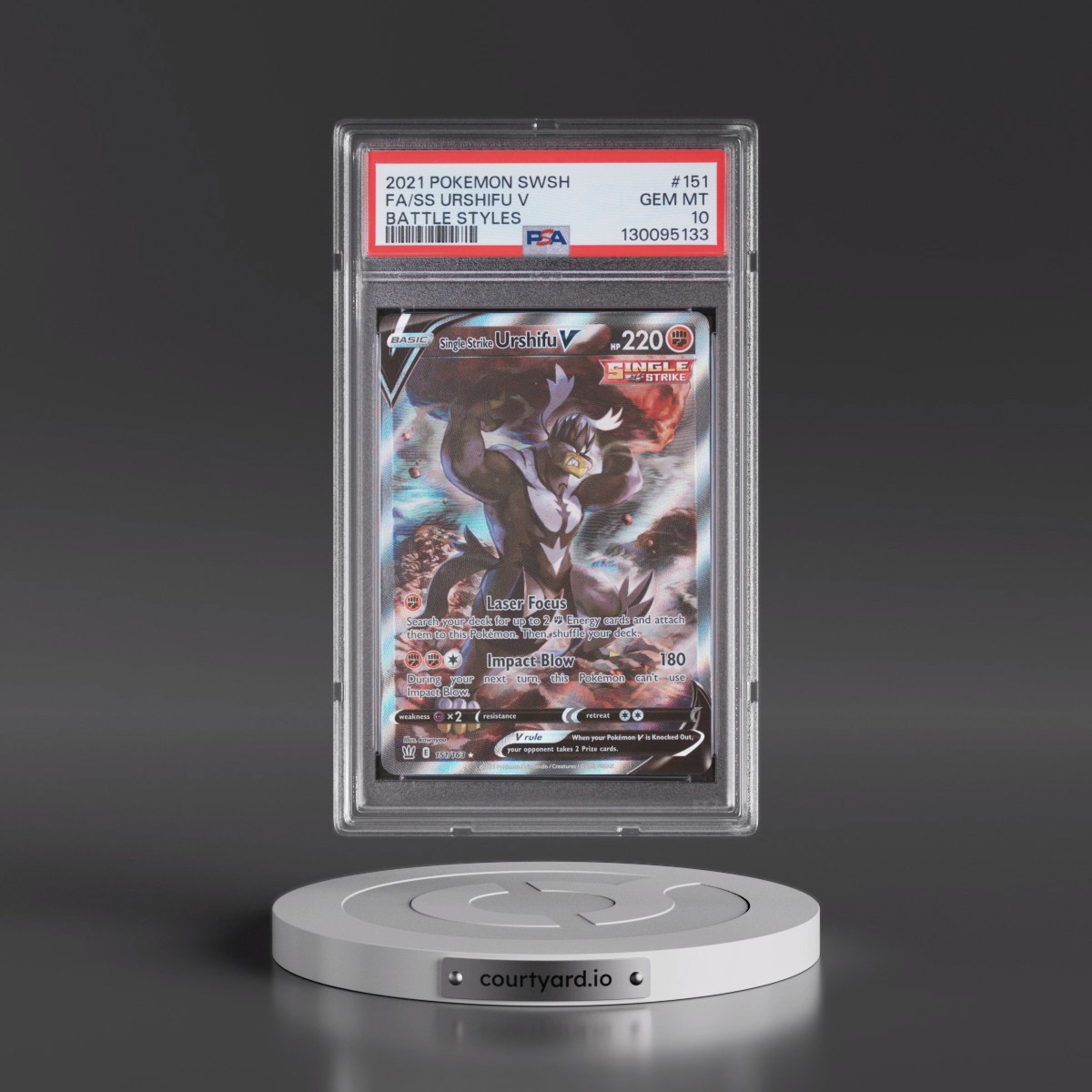 2021 Pokémon Sword & Shield Battle Styles #151 Single Strike Urshifu V - Holo Full Art (PSA 10 GEM MINT)