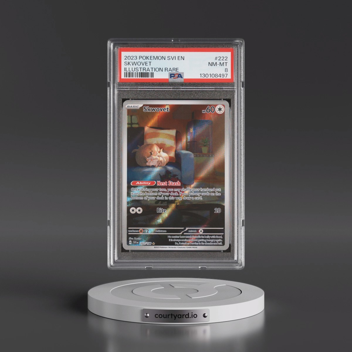 2023 Pokémon Svi EN-Scarlet & Violet #222 Skwovet - Illustration Rare (PSA 8 NM-MT)
