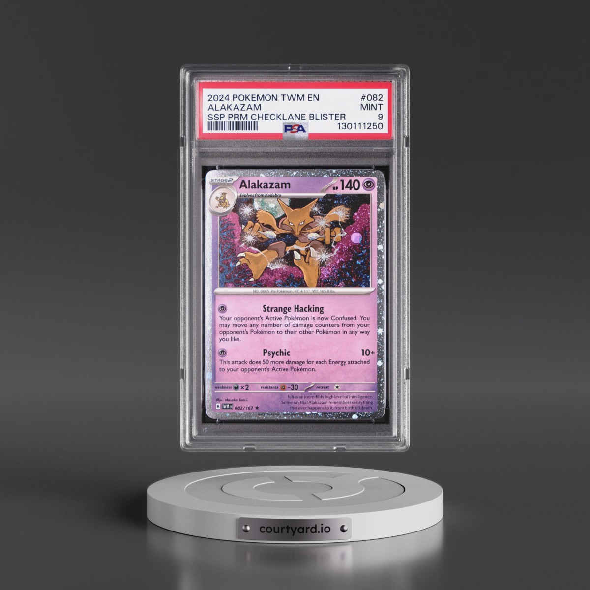 2024 Pokémon Twm EN-Twilight Masquerade #082 Alakazam - Surging Sparks Premium Checklane Blisters (PSA 9 MINT)