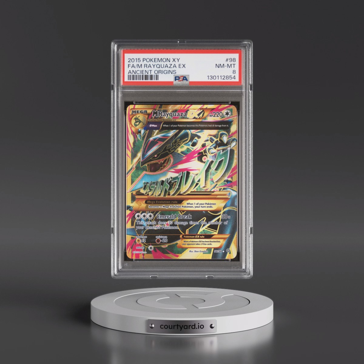 2015 Pokémon XY Ancient Origins #98 M Rayquaza EX - Holo Full Art (PSA 8 NM-MT)