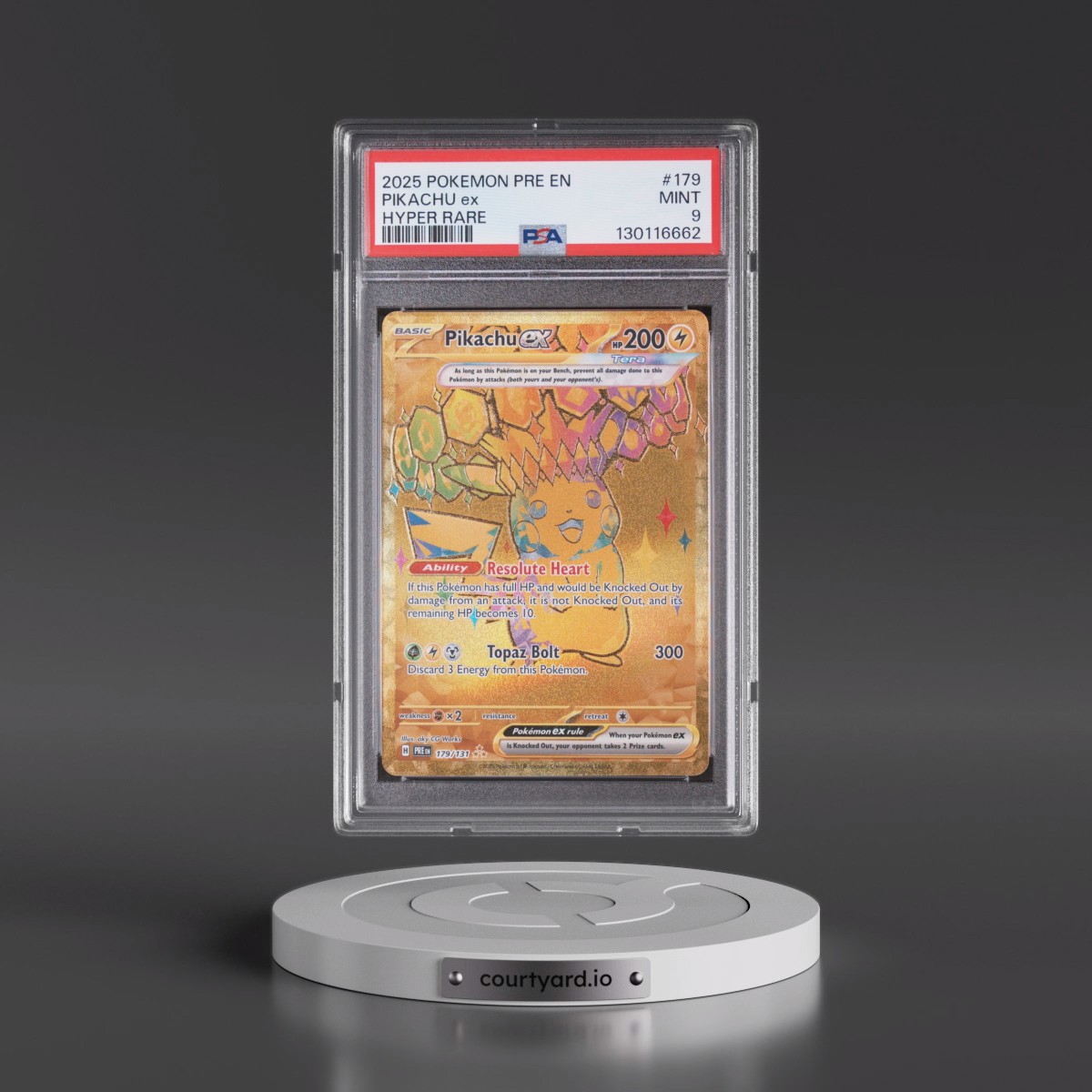 2025 Pokémon Pre EN-Prismatic Evolutions #179 Pikachu EX - Holo Hyper Rare (PSA 9 MINT)