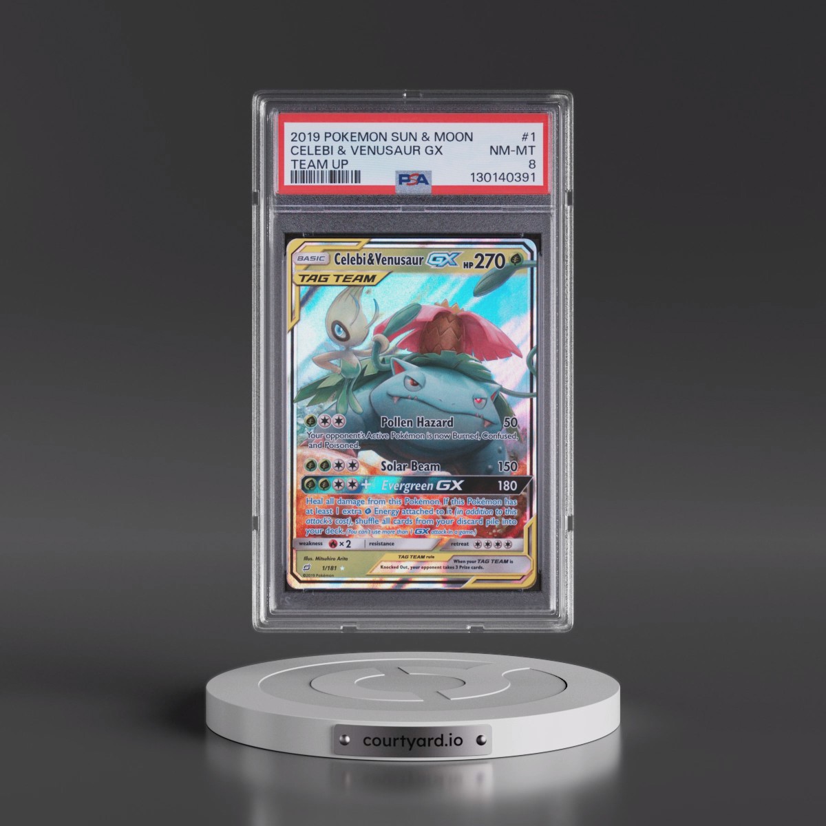 2019 Pokémon Sun & Moon Team Up #1 Celebi & Venusaur GX - Holo (PSA 8 NM-MT)
