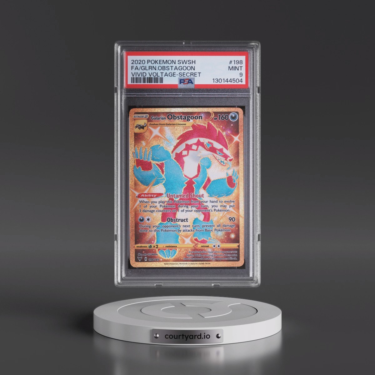 2020 Pokémon Sword & Shield Vivid Voltage #198 Galarian Obstagoon - Full Art Secret (PSA 9 MINT)