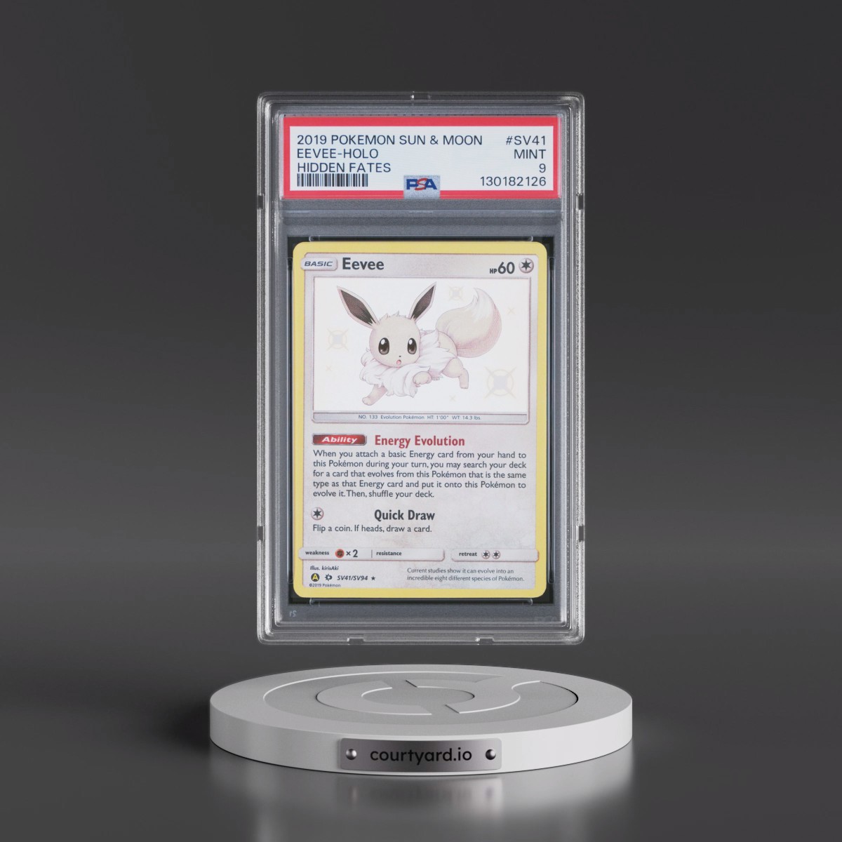 2019 Pokémon Sun & Moon Hidden Fates #SV41 Eevee - Holo (PSA 9 MINT)