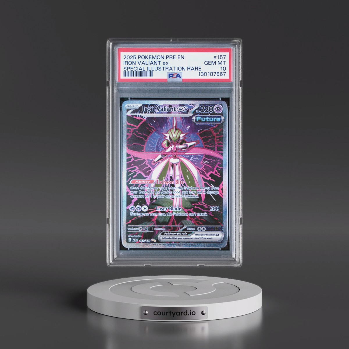2025 Pokémon Pre EN-Prismatic Evolutions #157 Iron Valiant EX - Holo Special Illustration Rare (PSA 10 GEM MINT)