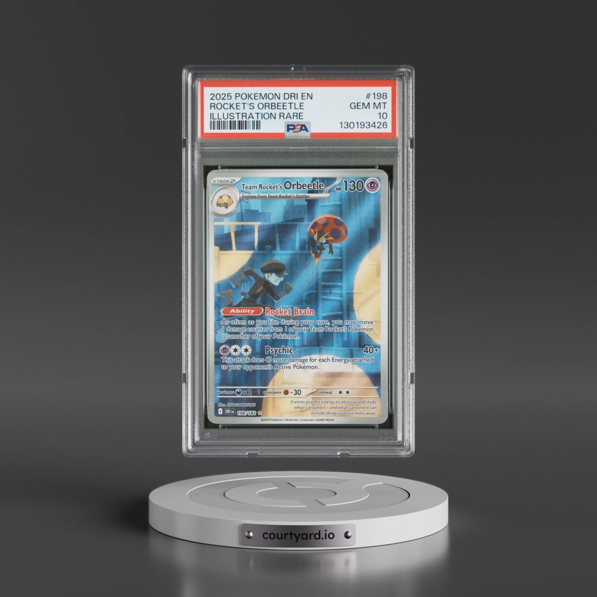 2025 Pokémon Dri EN-Destined Rivals #198 Team Rocket's Orbeetle - Illustration Rare (PSA 10 GEM MINT)