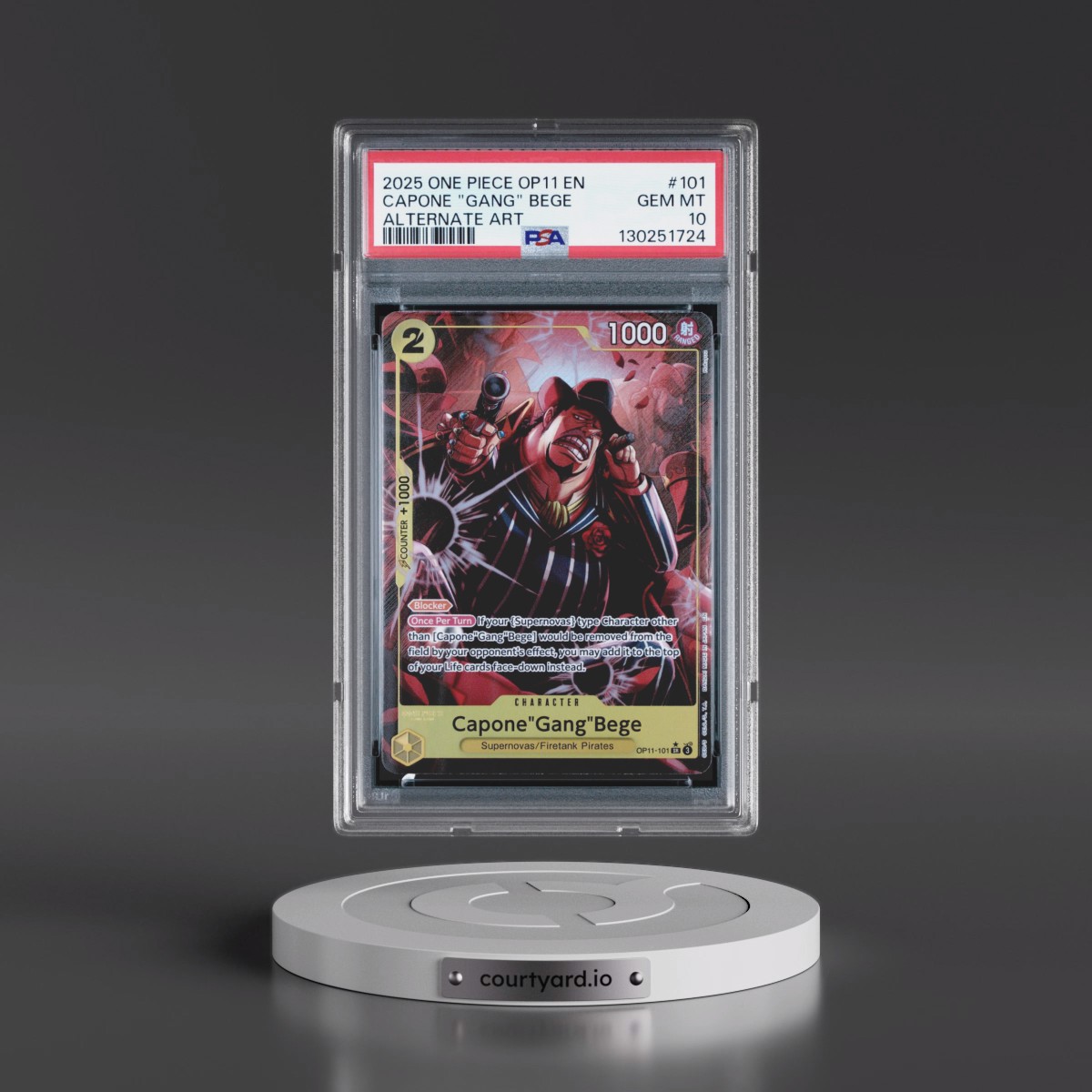 2025 One Piece OP11-A Fist of Divine Speed #101 Capone "Gang" Bege - Alternate Art (PSA 10 GEM MINT)