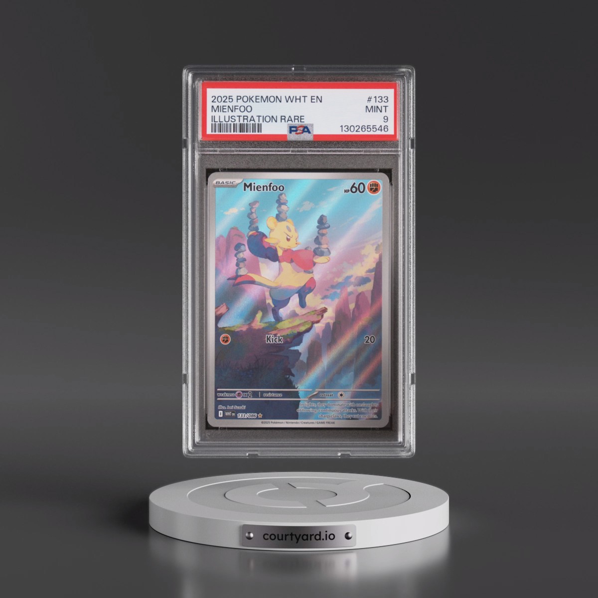 2025 Pokémon Wht EN-White Flare #133 Mienfoo - Illustration Rare (PSA 9 MINT)