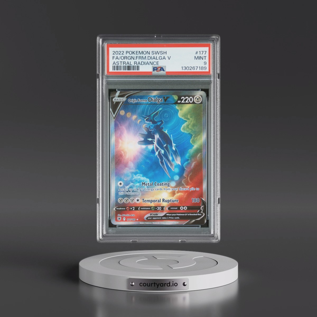 2022 Pokémon Sword & Shield Astral Radiance #177 Origin Forme Dialga V - Holo Full Art (PSA 9 MINT)