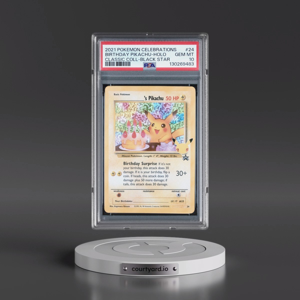 2021 Pokémon Celebrations Classic Collection #24 Birthday Pikachu - Holo (PSA 10 GEM MINT)
