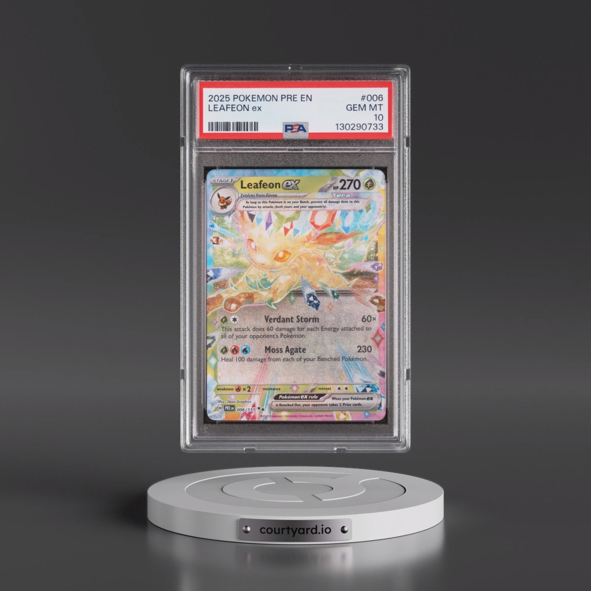 2025 Pokémon Pre EN-Prismatic Evolutions #006 Leafeon EX - Holo (PSA 10 GEM MINT)