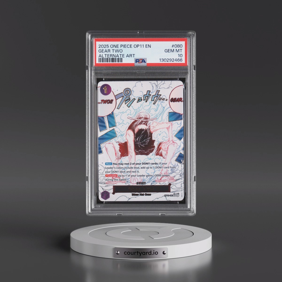 2025 One Piece OP11-A Fist of Divine Speed #080 Gear Two - Alternate Art (PSA 10 GEM MINT)