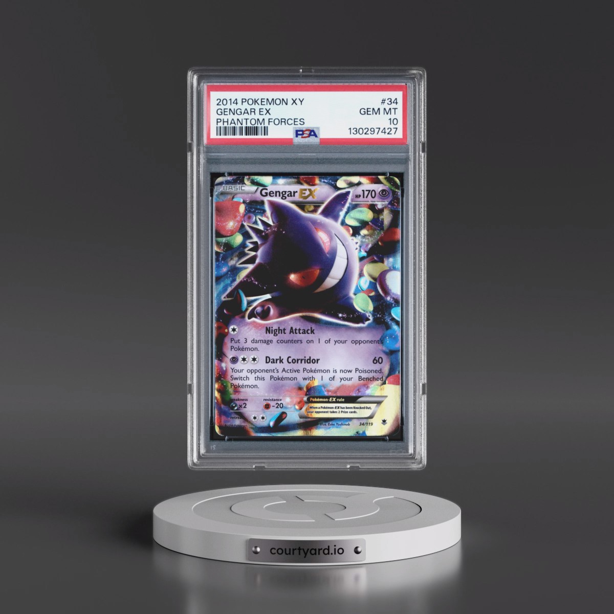 2014 Pokémon XY Phantom Forces #34 Gengar EX - Holo (PSA 10 GEM MINT)