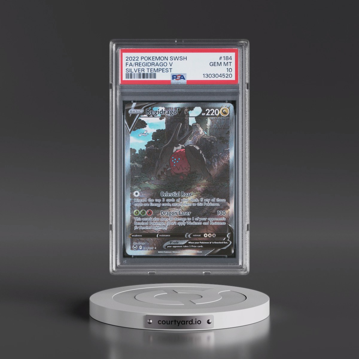 2022 Pokémon Sword & Shield Silver Tempest #184 Regidrago V - Holo Full Art (PSA 10 GEM MINT)