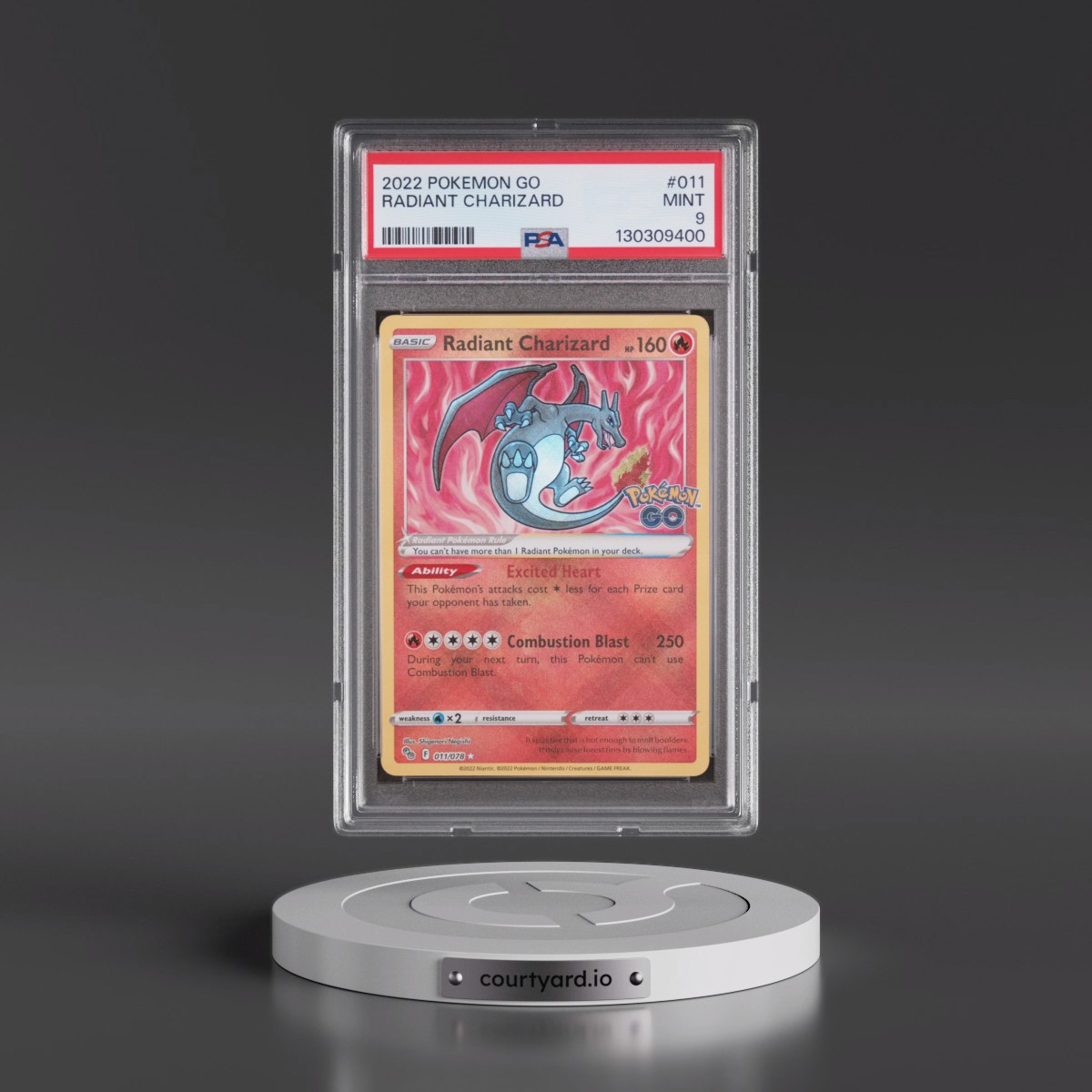 2022 Pokémon Go #011 Radiant Charizard - Holo (PSA 9 MINT)