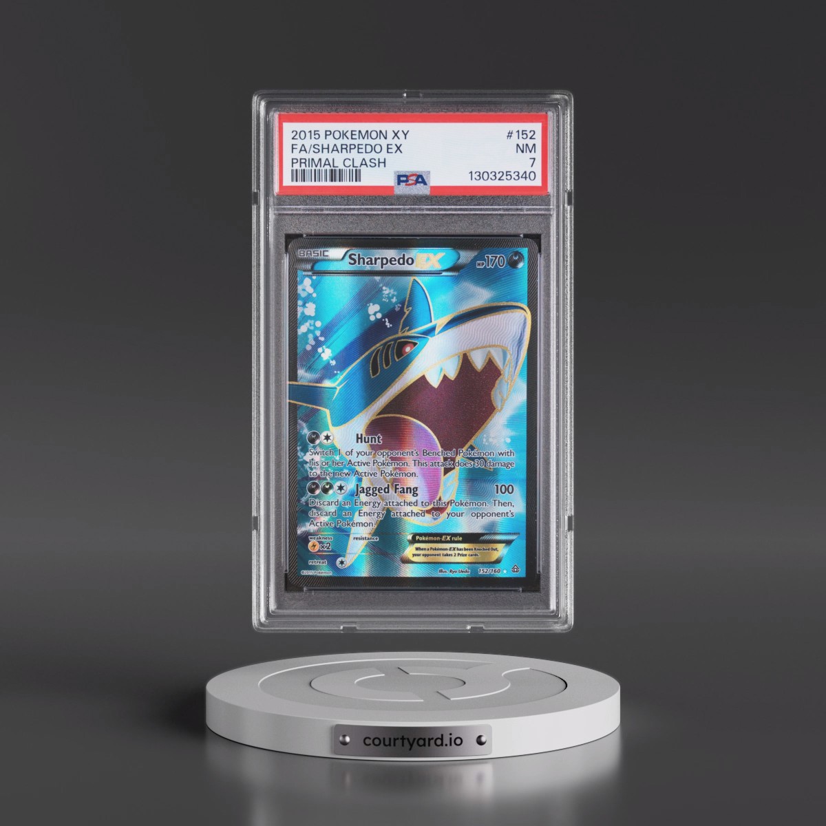 2015 Pokémon XY Primal Clash #152 Sharpedo EX - Holo Full Art (PSA 7 NM)