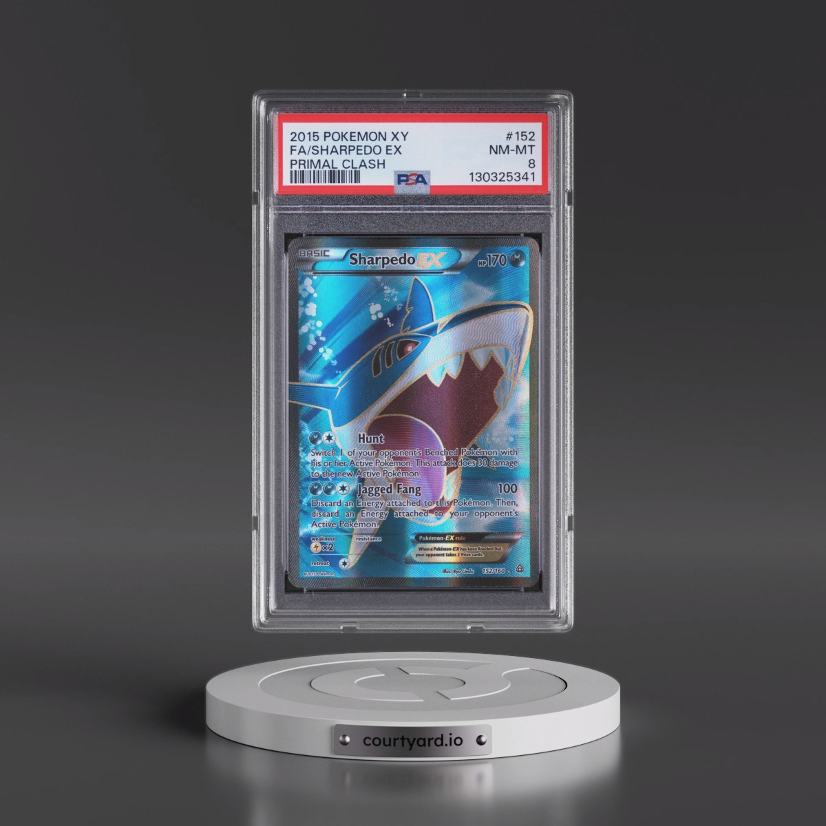 2015 Pokémon XY Primal Clash #152 Sharpedo EX - Holo Full Art (PSA 8 NM-MT)