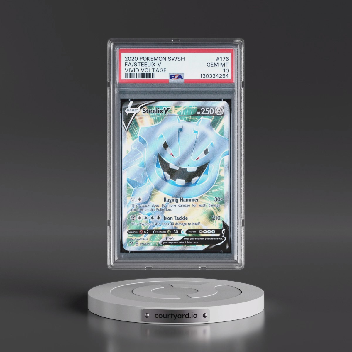 2020 Pokémon Sword & Shield Vivid Voltage #176 Steelix V - Holo Full Art (PSA 10 GEM MINT)