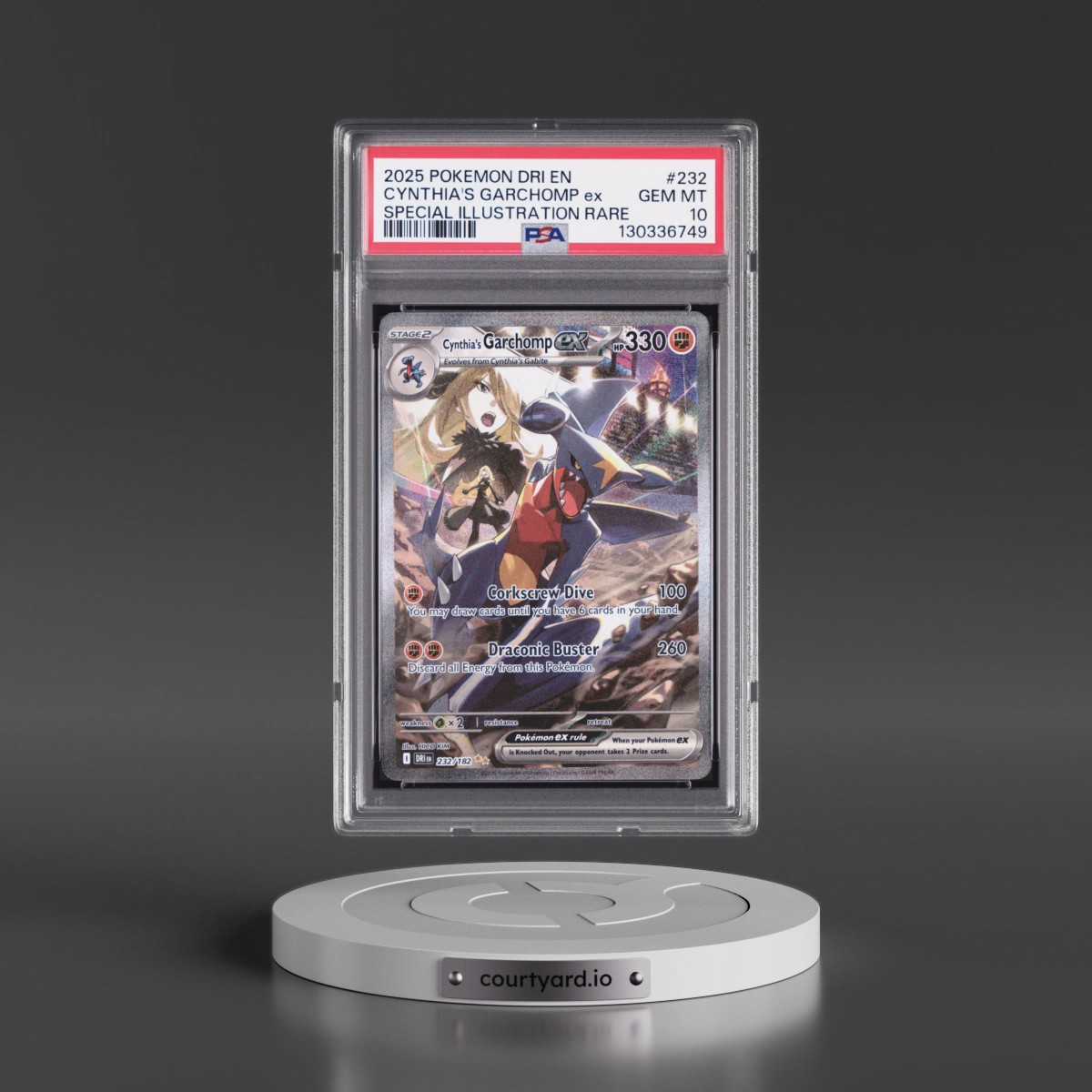 2025 Pokémon Dri EN-Destined Rivals #232 Cynthia's Garchomp EX - Holo Special Illustration Rare (PSA 10 GEM MINT)