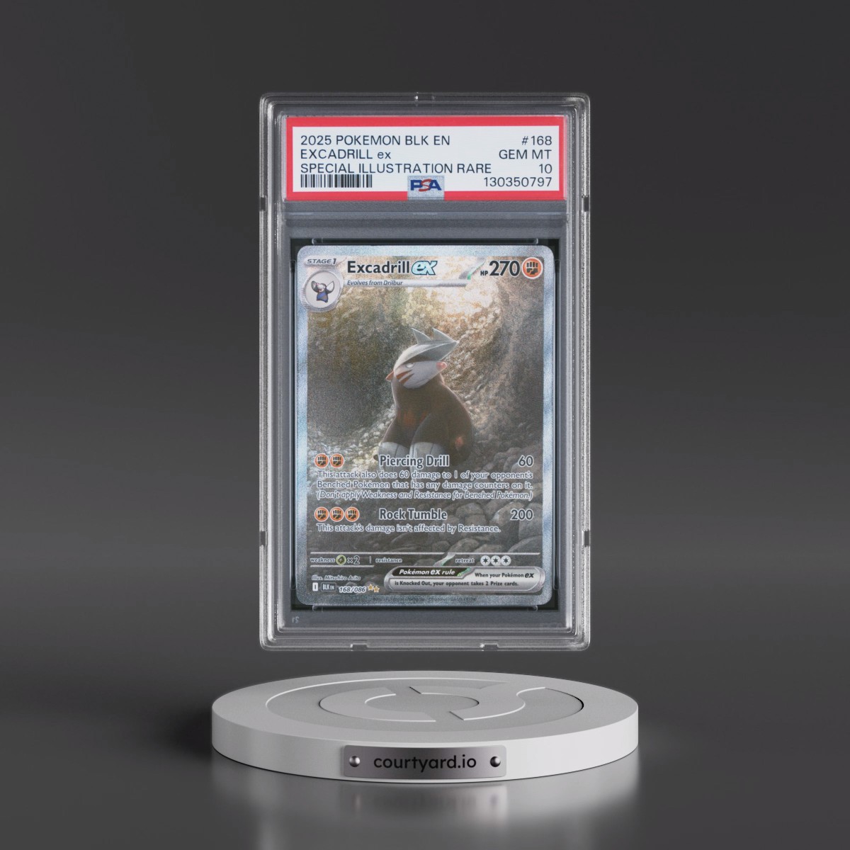 2025 Pokémon Blk EN-Black Bolt #168 Excadrill EX - Holo Special Illustration Rare (PSA 10 GEM MINT)