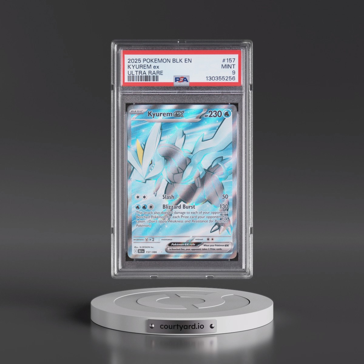 2025 Pokémon Blk EN-Black Bolt #157 Kyurem EX - Holo Ultra Rare (PSA 9 MINT)