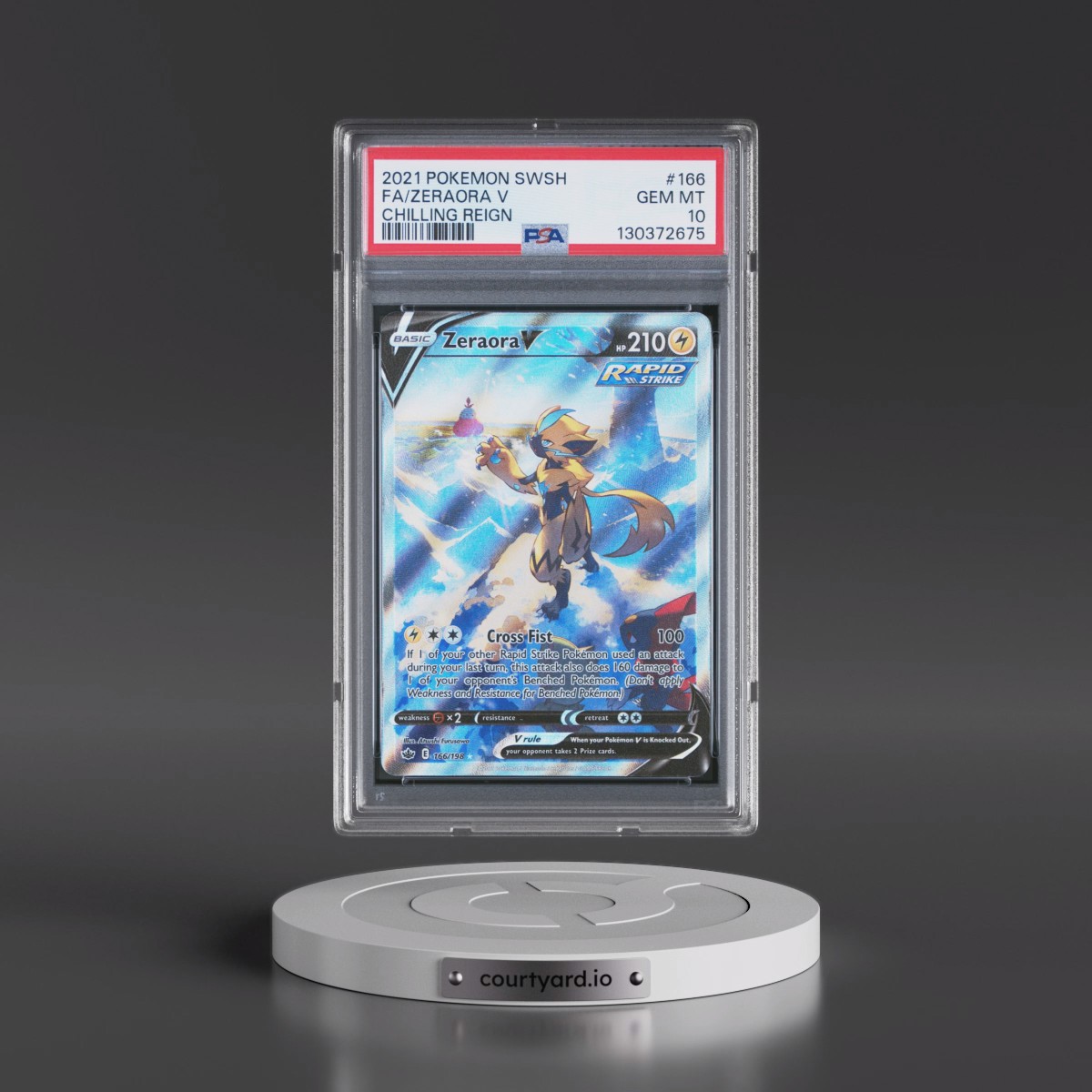 2021 Pokémon Sword & Shield Chilling Reign #166 Zeraora V - Holo Full Art (PSA 10 GEM MINT)