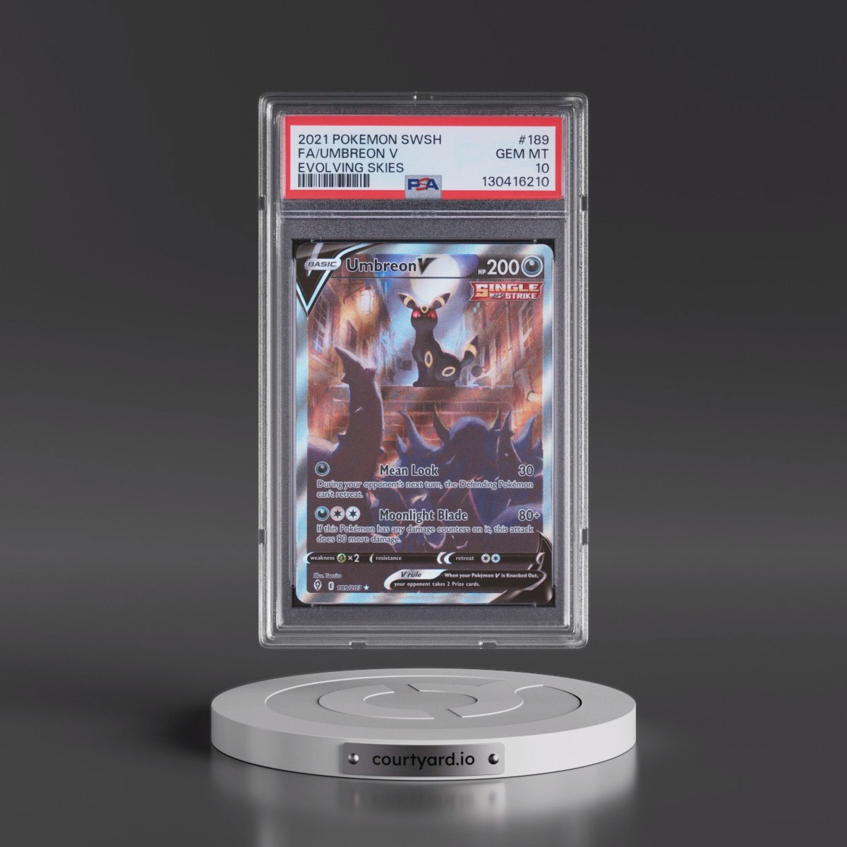 2021 Pokémon Sword & Shield Evolving Skies #189 Umbreon V - Holo Full Art (PSA 10 GEM MINT)