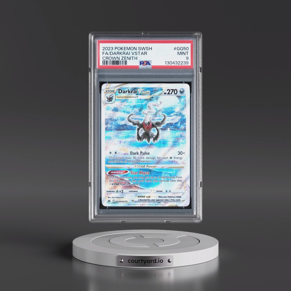 2023 Pokémon Sword and Shield Crown Zenith #GG50 Darkrai Vstar - Full Art (PSA 9 MINT)