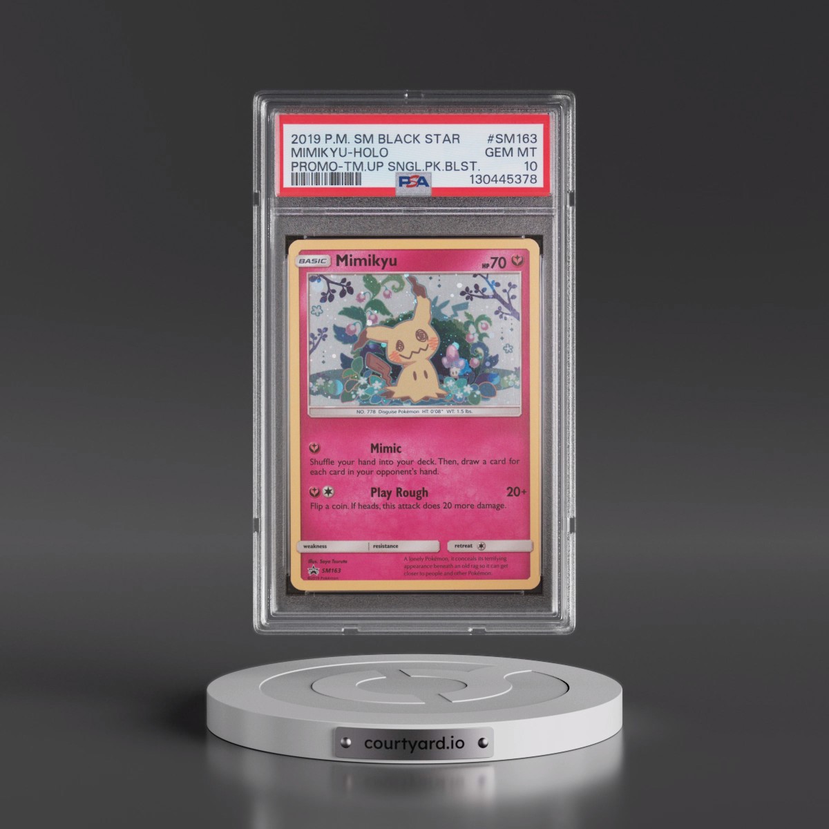 2019 Pokémon SM Black Star Promo #SM163 Mimikyu - Holo Team Up Single Pack Blisters (PSA 10 GEM MINT)