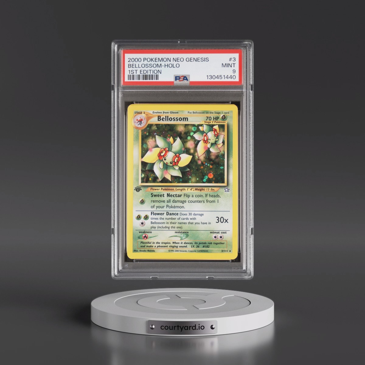 2000 Pokémon Neo Genesis #3 Bellossom - 1st Edition Holo (PSA 9 MINT)