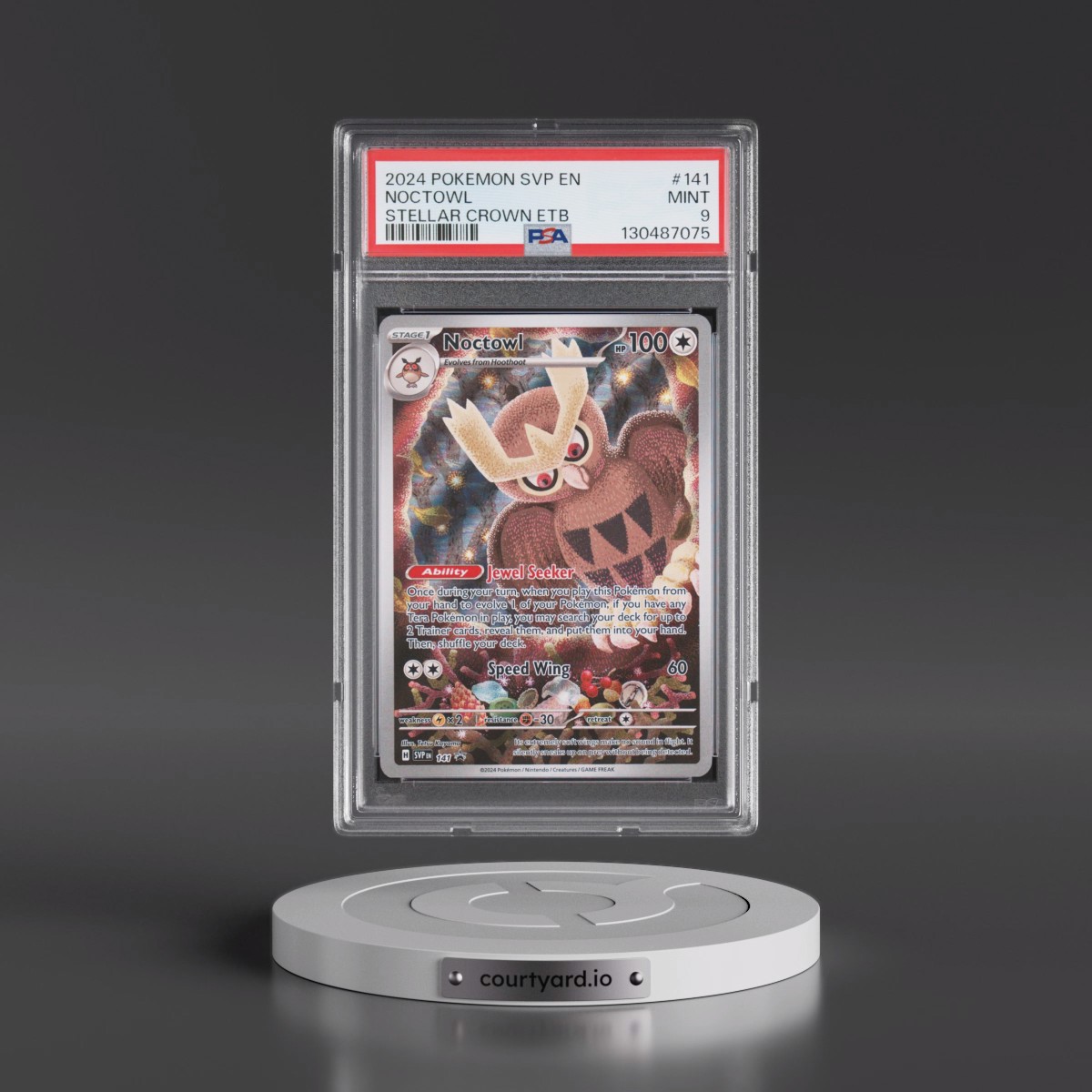 2024 Pokémon Svp EN-SV Black Star Promo #141 Noctowl - Stellar Crown Elite Trainer Box (PSA 9 MINT)