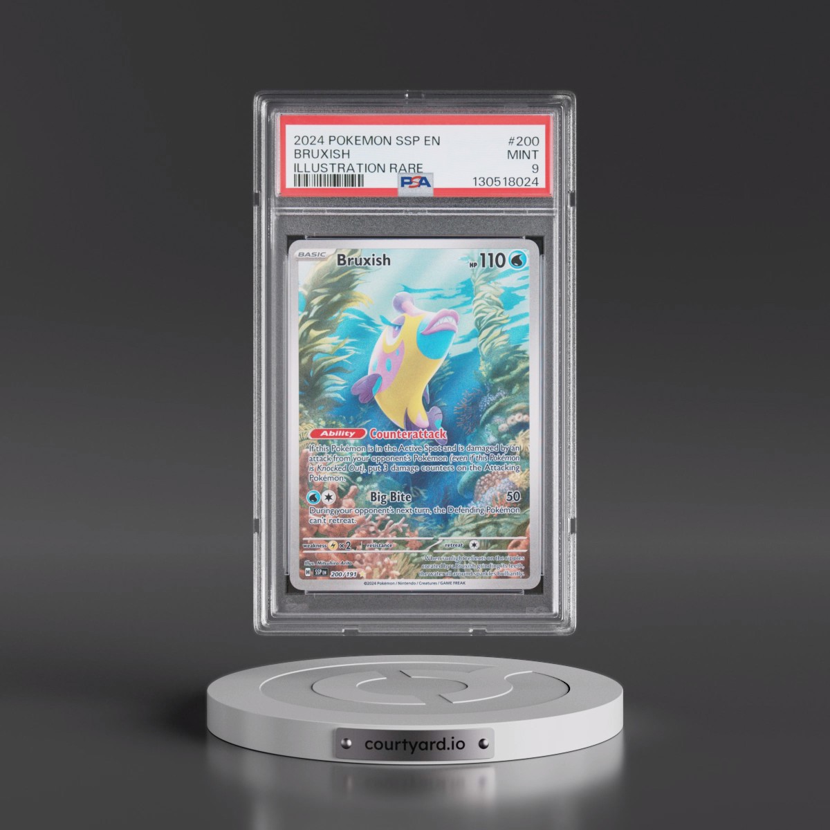 2024 Pokémon Ssp EN-Surging Sparks #200 Bruxish - Illustration Rare (PSA 9 MINT)