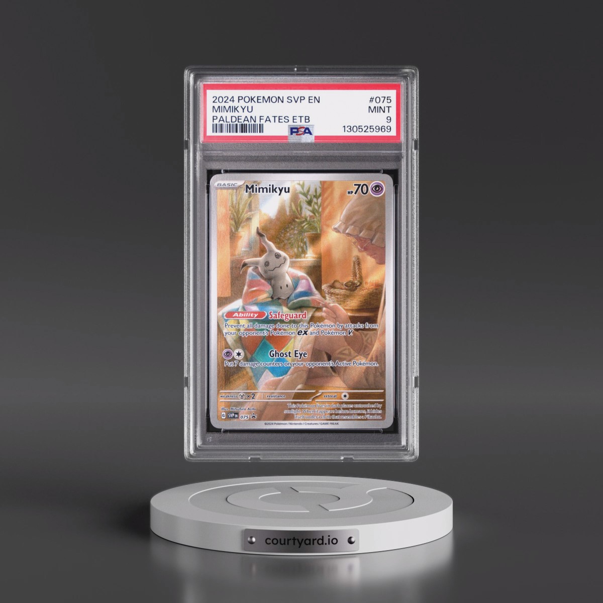 2024 Pokémon Svp EN-SV Black Star Promo #075 Mimikyu - Paldean Fates Elite Trainer Box (PSA 9 MINT)