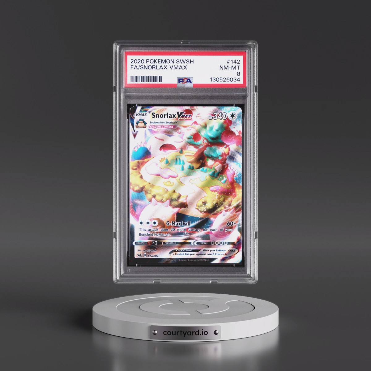 2020 Pokémon Sword & Shield #142 Snorlax Vmax - Full Art (PSA 8 NM-MT)