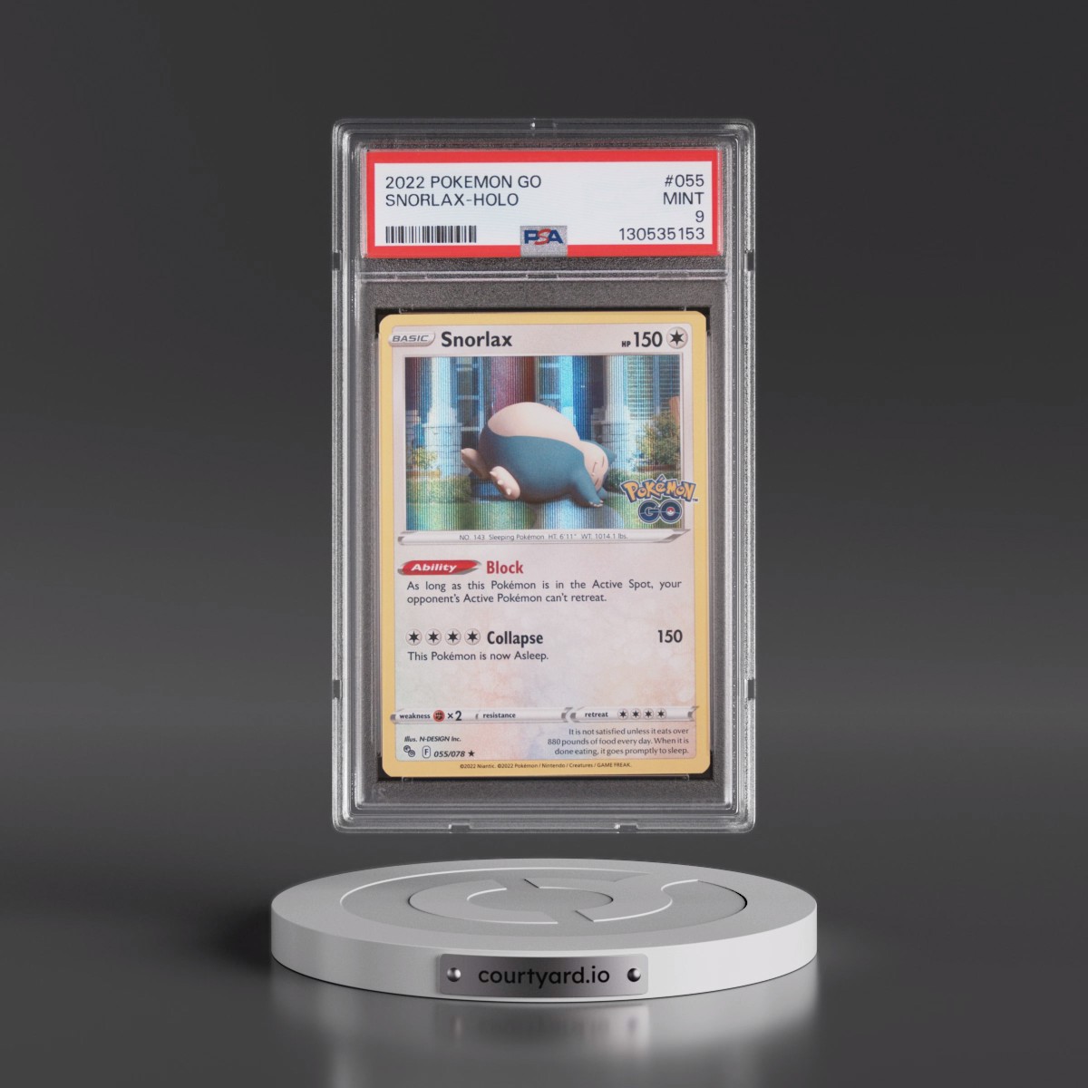 2022 Pokémon Go #055 Snorlax - Holo (PSA 9 MINT)
