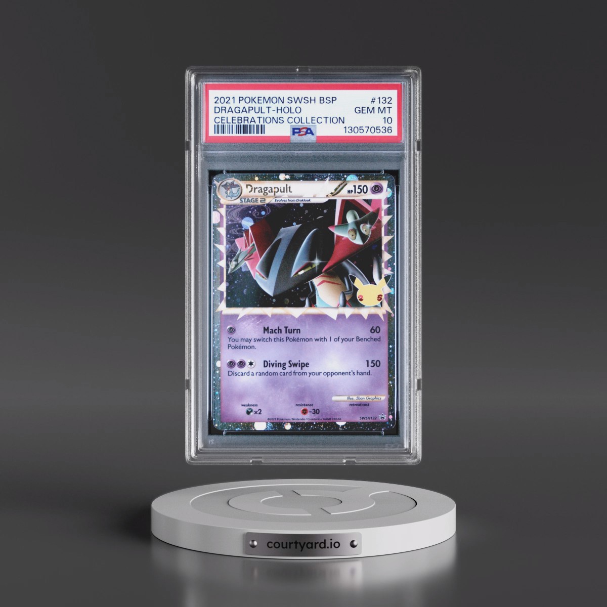 2021 Pokémon Swsh Black Star Promo #132 Dragapult - Holo Celebrations Collection (PSA 10 GEM MINT)