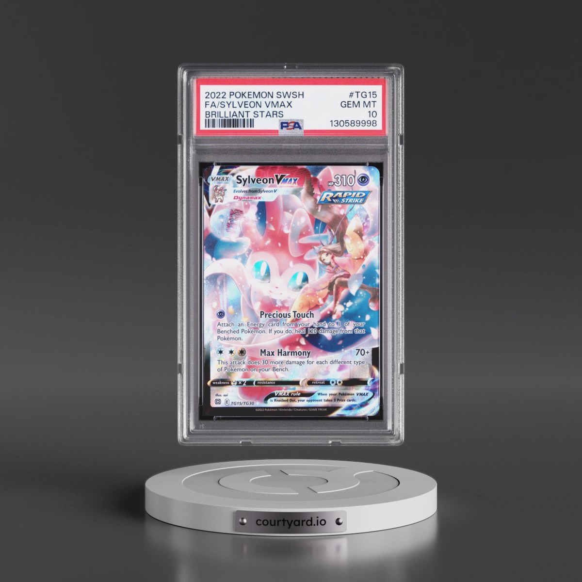 2022 Pokémon Sword & Shield Brilliant Stars #TG15 Sylveon Vmax - Full Art (PSA 10 GEM MINT)
